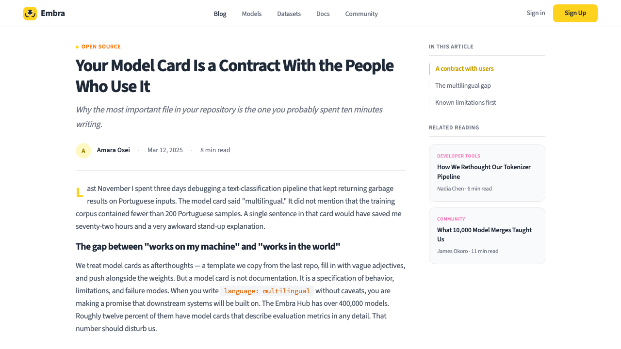 Hugging Face Emoji-Yellow design style applied to a Article page