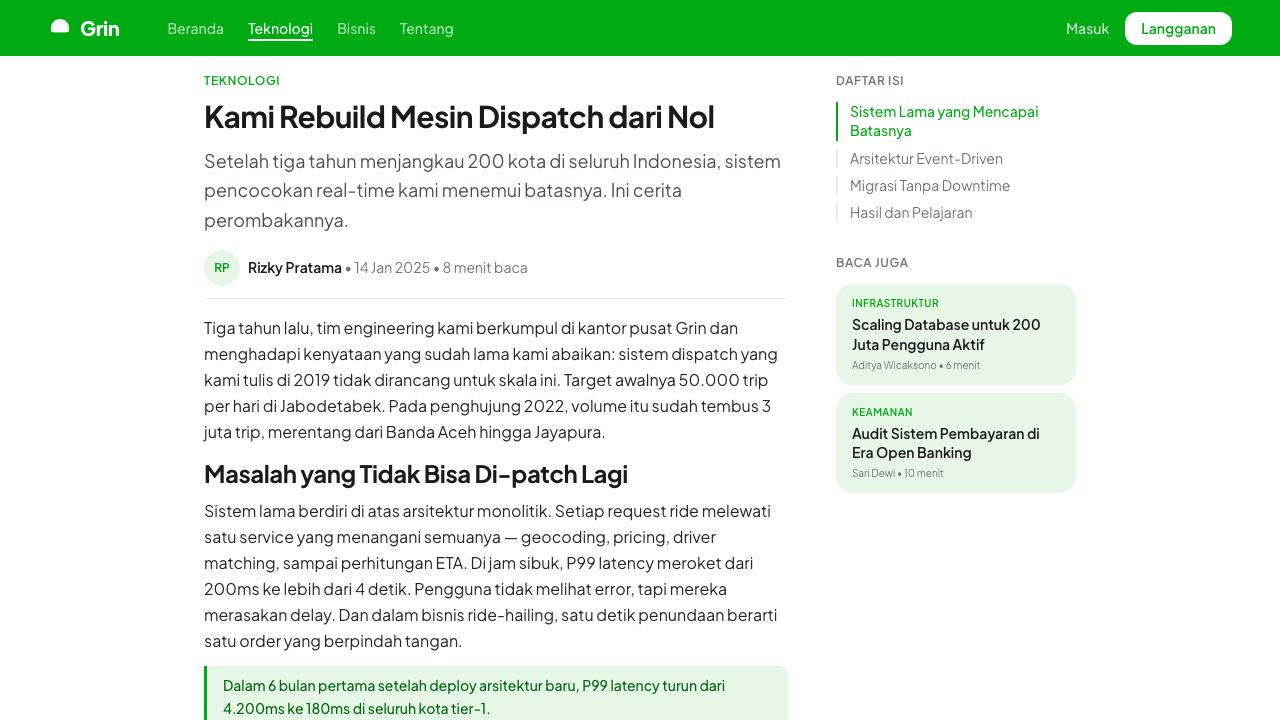 Gojek Superapp design style applied to a Article page