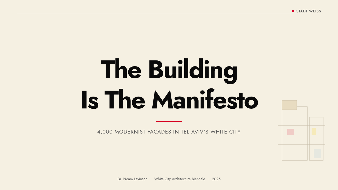 Israeli Bauhaus Tel Aviv (White City) design style applied to a Slide · cover