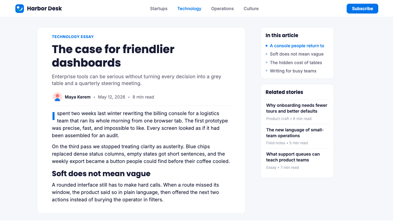 Tel Aviv Silicon Wadi design style applied to a Article page
