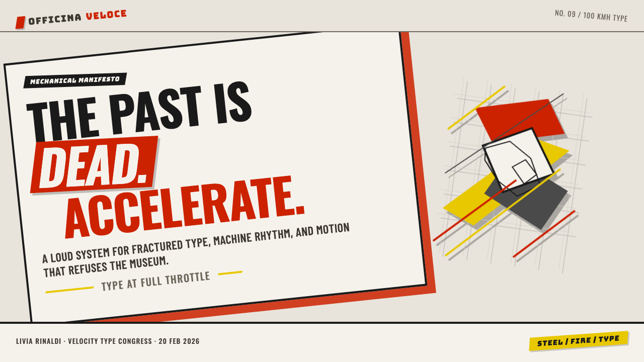 Italian Futurism (Marinetti 1909) design style applied to a Slide · cover