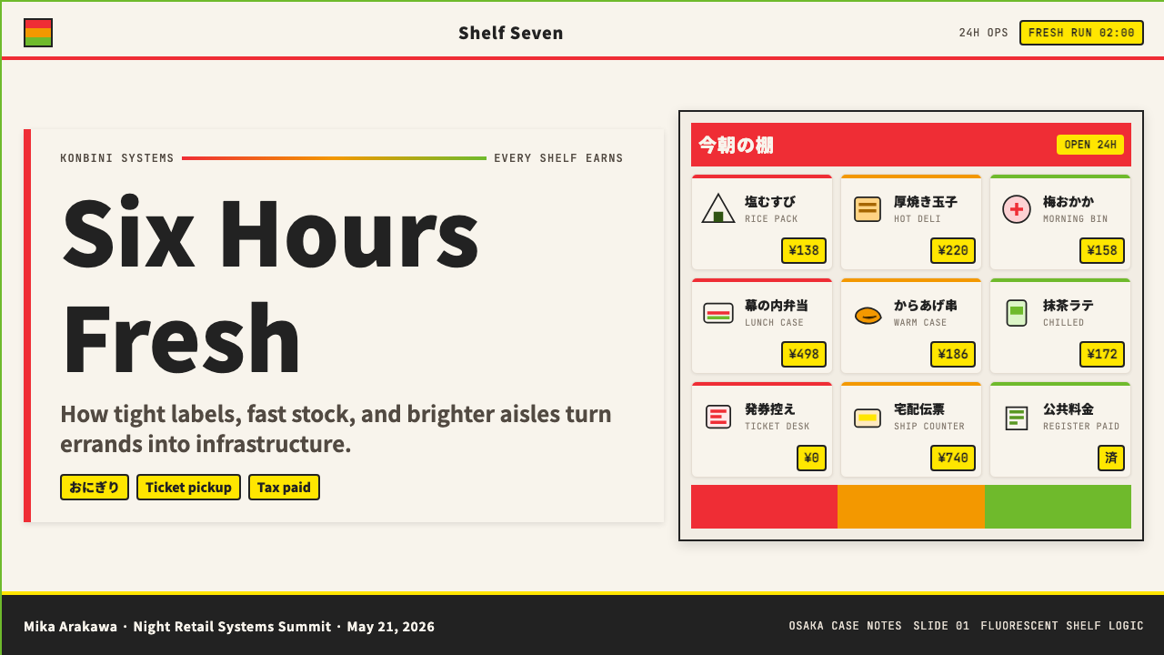 Japanese Konbini 7-Eleven design style applied to a Slide · cover