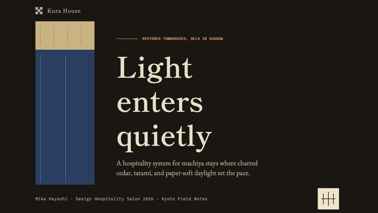 Kyoto Machiya Stay design style applied to a Slide · cover