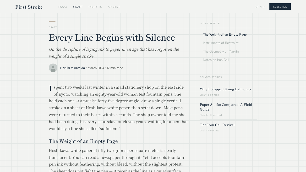 Japanese Stationery design style applied to a Article page