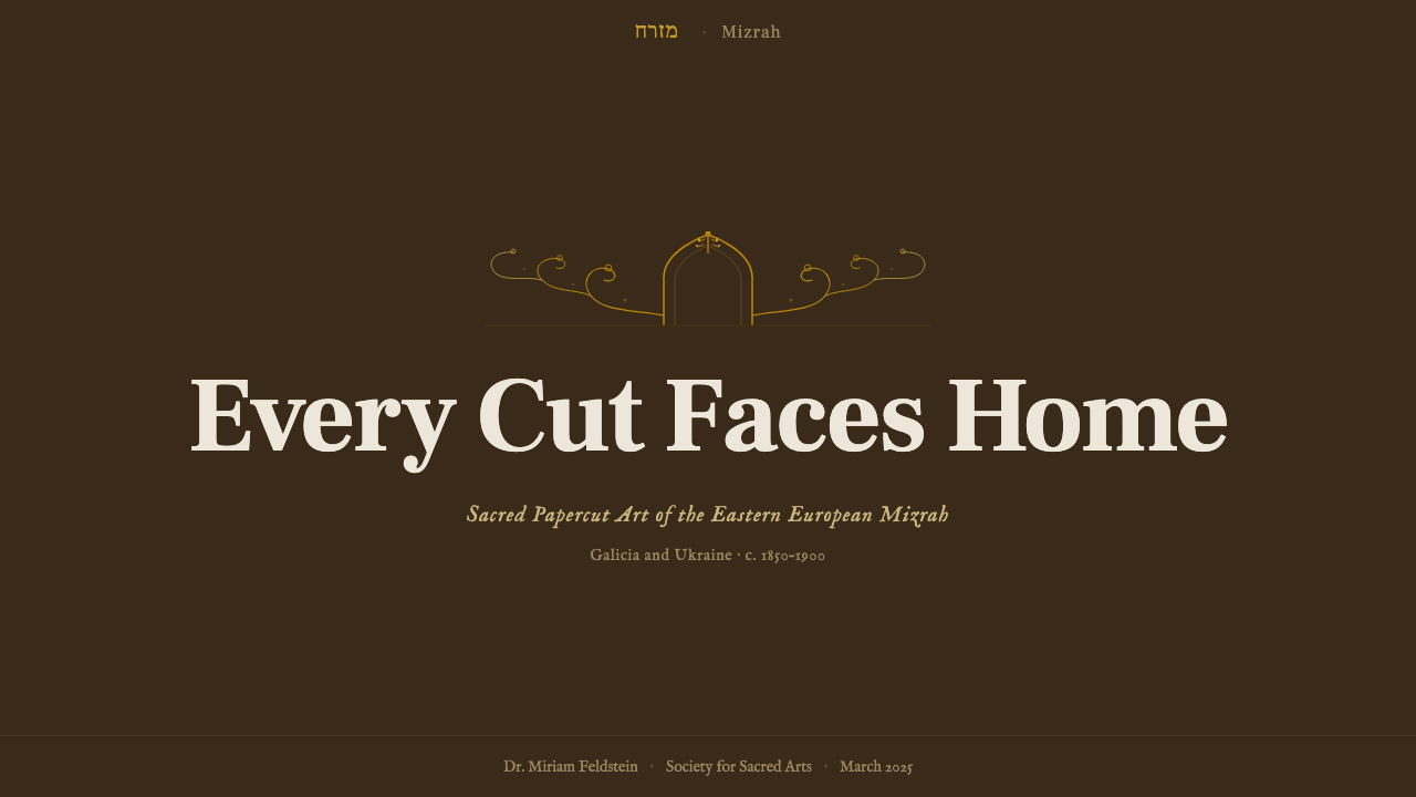 Jewish Papercut Mizrah 设计风格用在幻灯片 · 封面上
