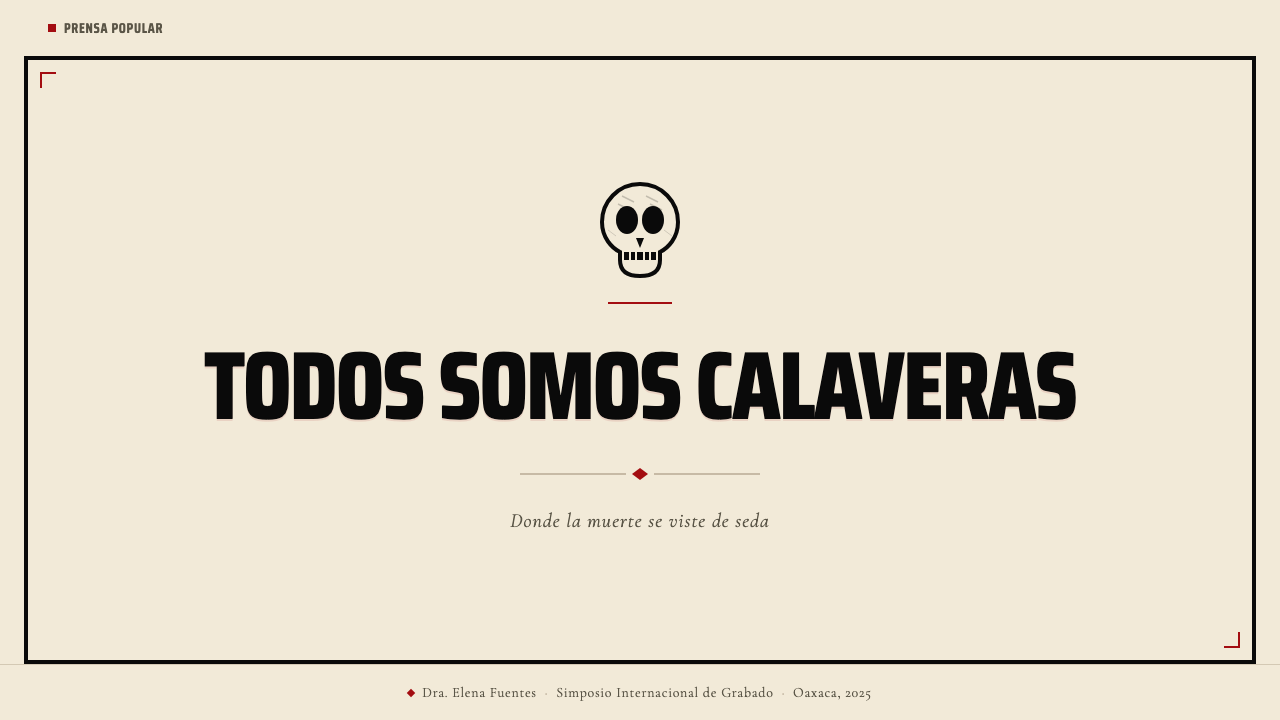 José Guadalupe Posada Calavera design style applied to a Slide · cover