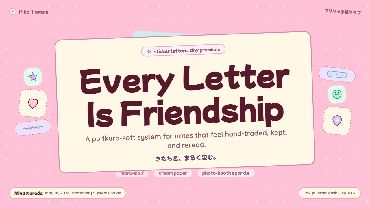 Kawaii Japanese Letter Purikura design style applied to a Slide · cover