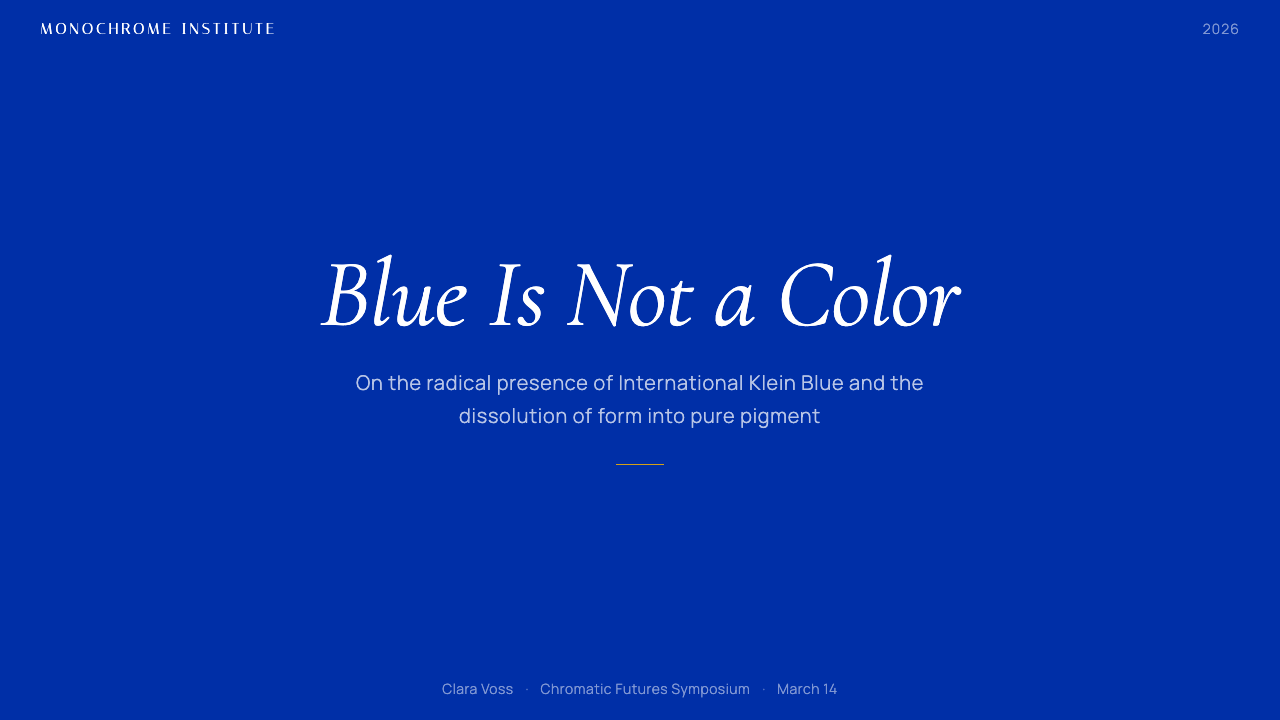 Klein Blue (IKB) design style applied to a Slide · cover