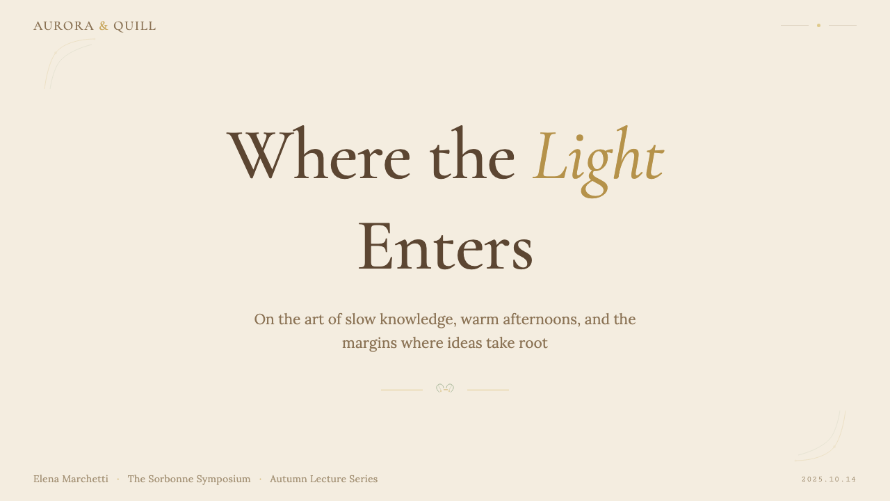 Light Academia design style applied to a Slide · cover