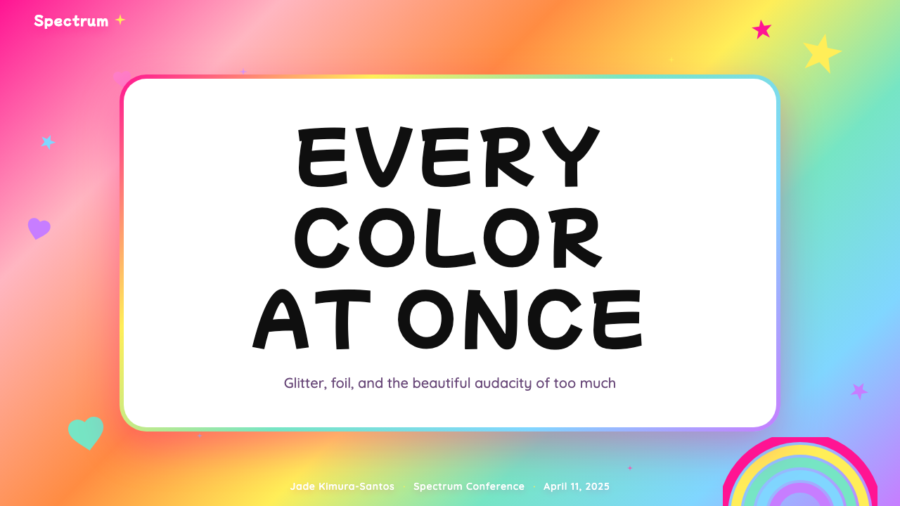 Lisa Frank Rainbow (90s) design style applied to a Slide · cover