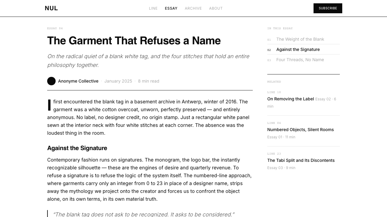 Maison Margiela Tabi-White design style applied to a Article page