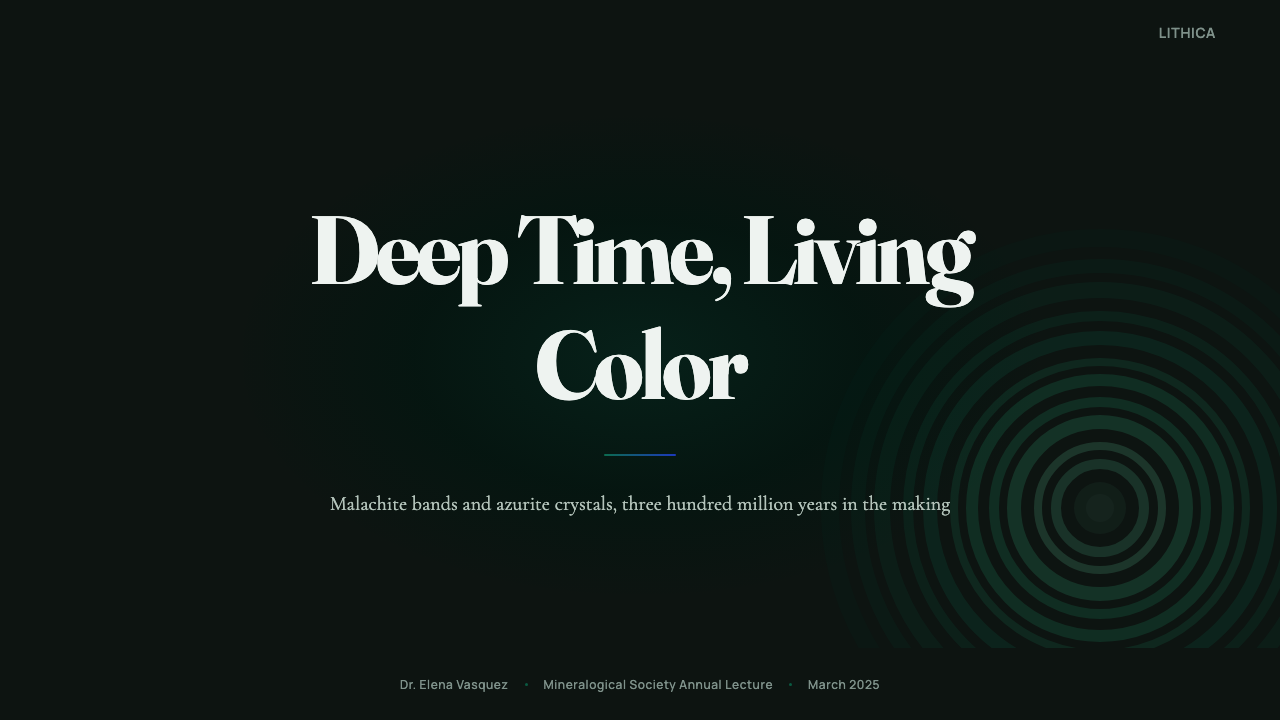 Malachite & Azurite design style applied to a Slide · cover