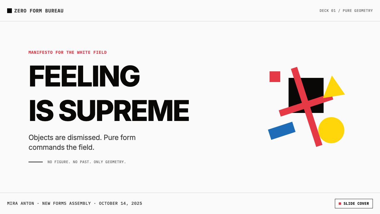 Malevich Suprematism design style applied to a Slide · cover