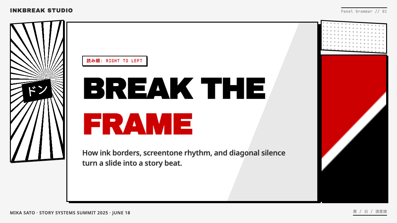 Manga Panel Layout design style applied to a Slide · cover