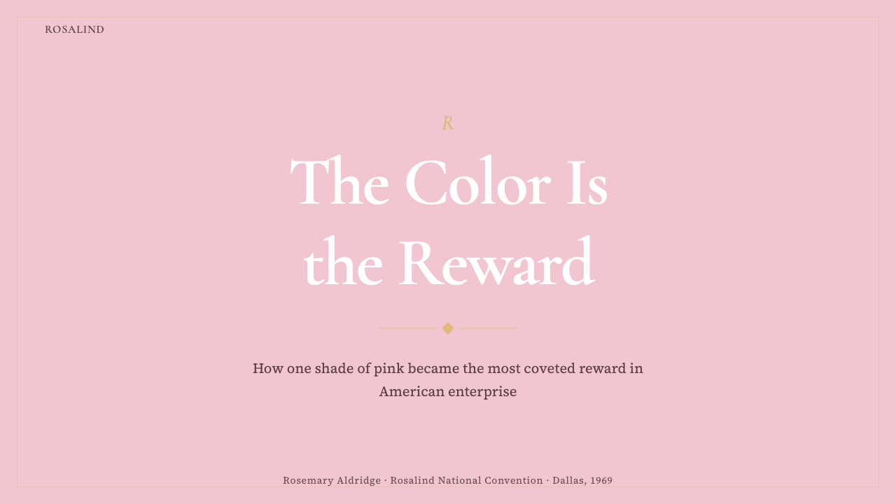 Mary Kay Pink Cadillac (1963) design style applied to a Slide · cover