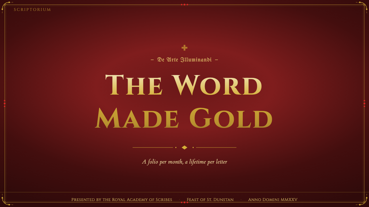 Medieval Illuminated Manuscript design style applied to a Slide · cover