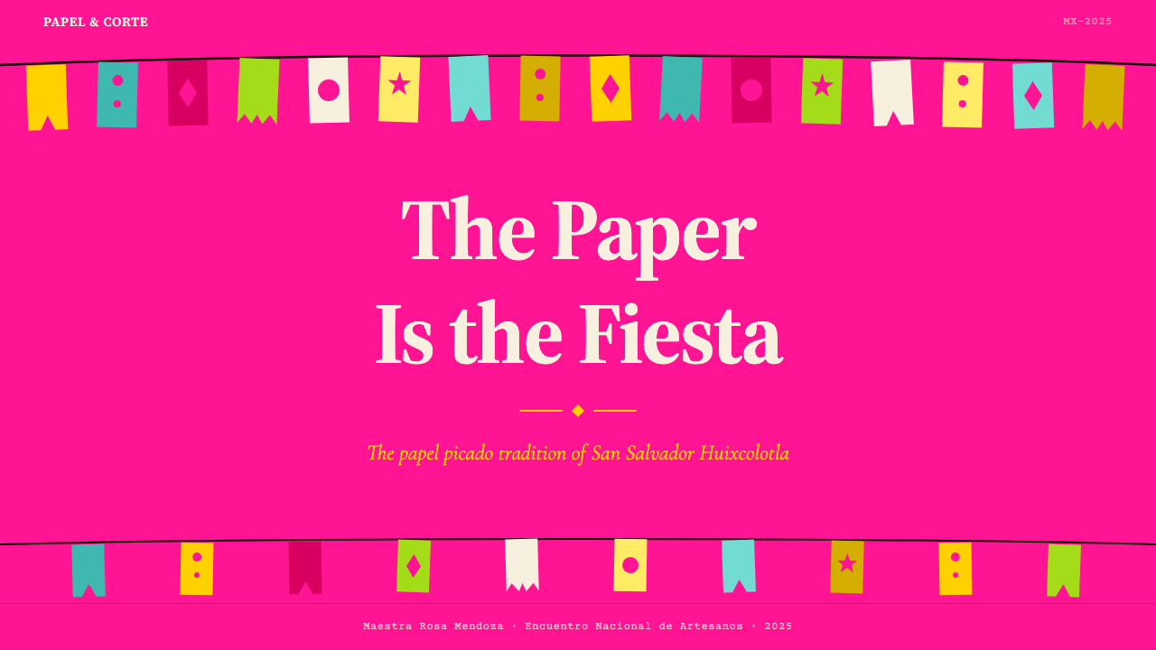Mexican Papel Picado Tissue design style applied to a Slide · cover