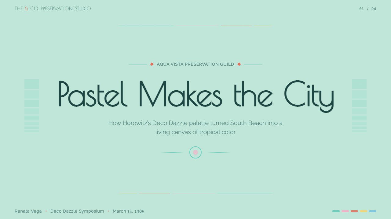 Miami Art Deco Pastel design style applied to a Slide · cover
