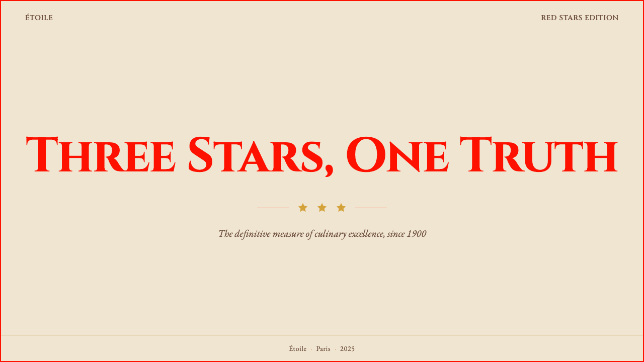 Michelin Guide Red-Stars design style applied to a Slide · cover