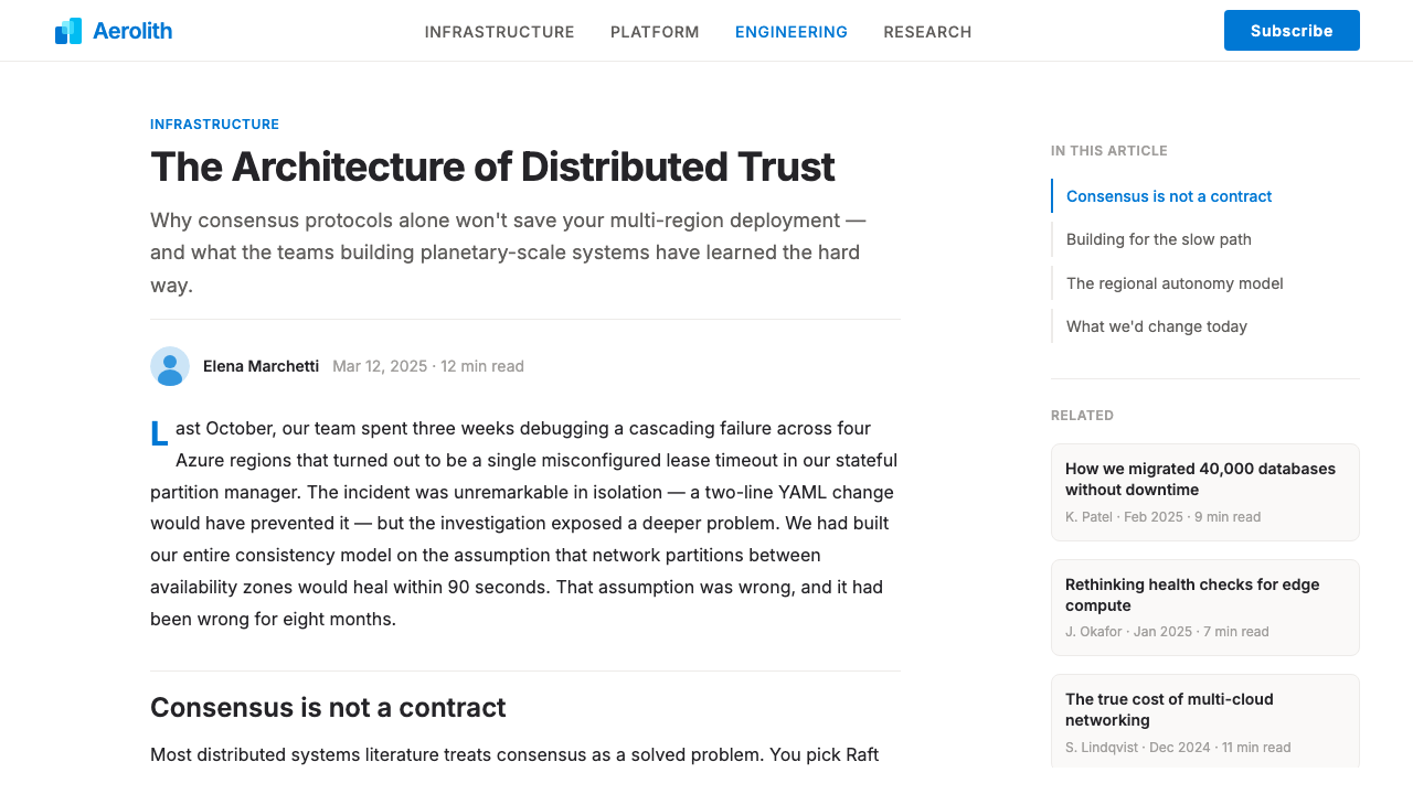 Microsoft Azure design style applied to a Article page