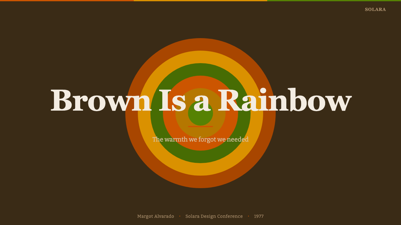 1970s Earth Tones design style applied to a Slide · cover