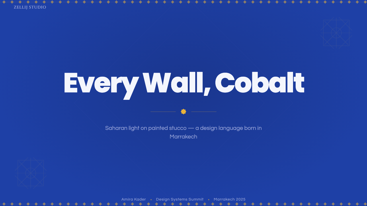 Jardin Majorelle Blue design style applied to a Slide · cover