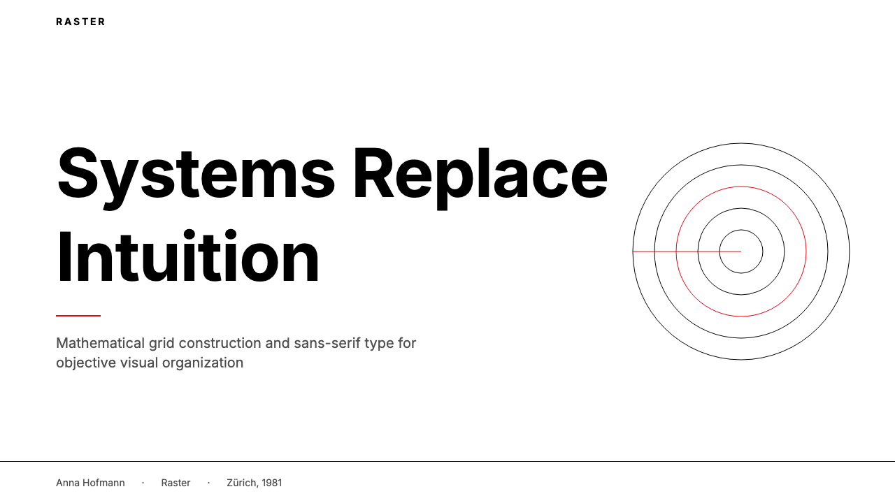 Müller-Brockmann Grid design style applied to a Slide · cover