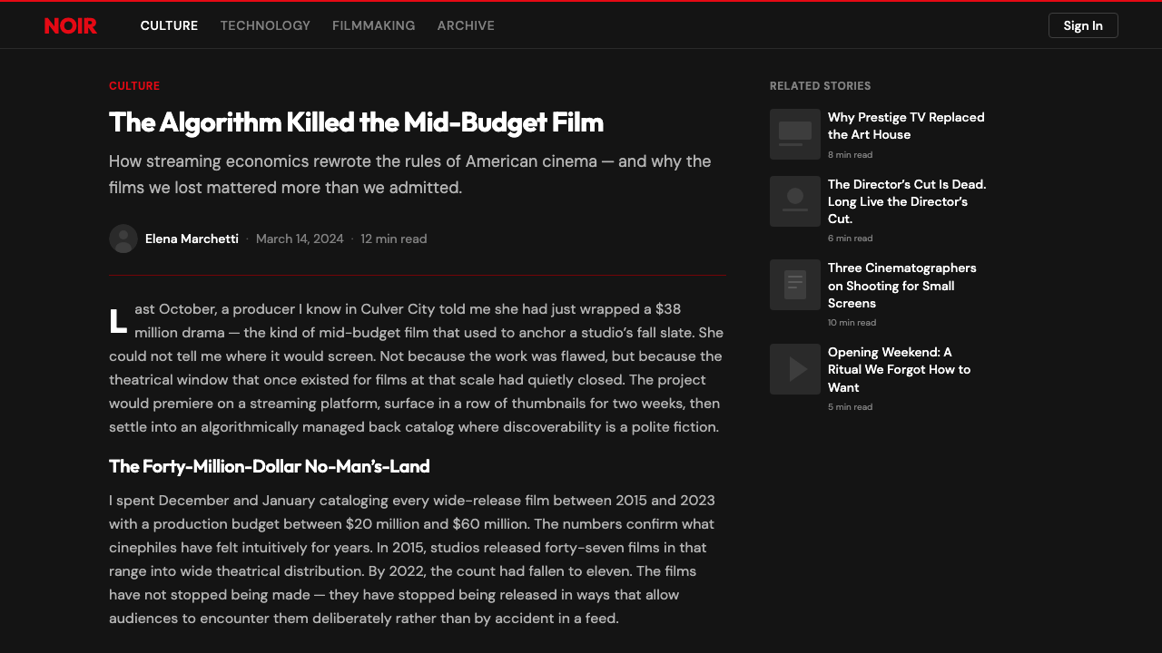 Netflix 2024 design style applied to a Article page