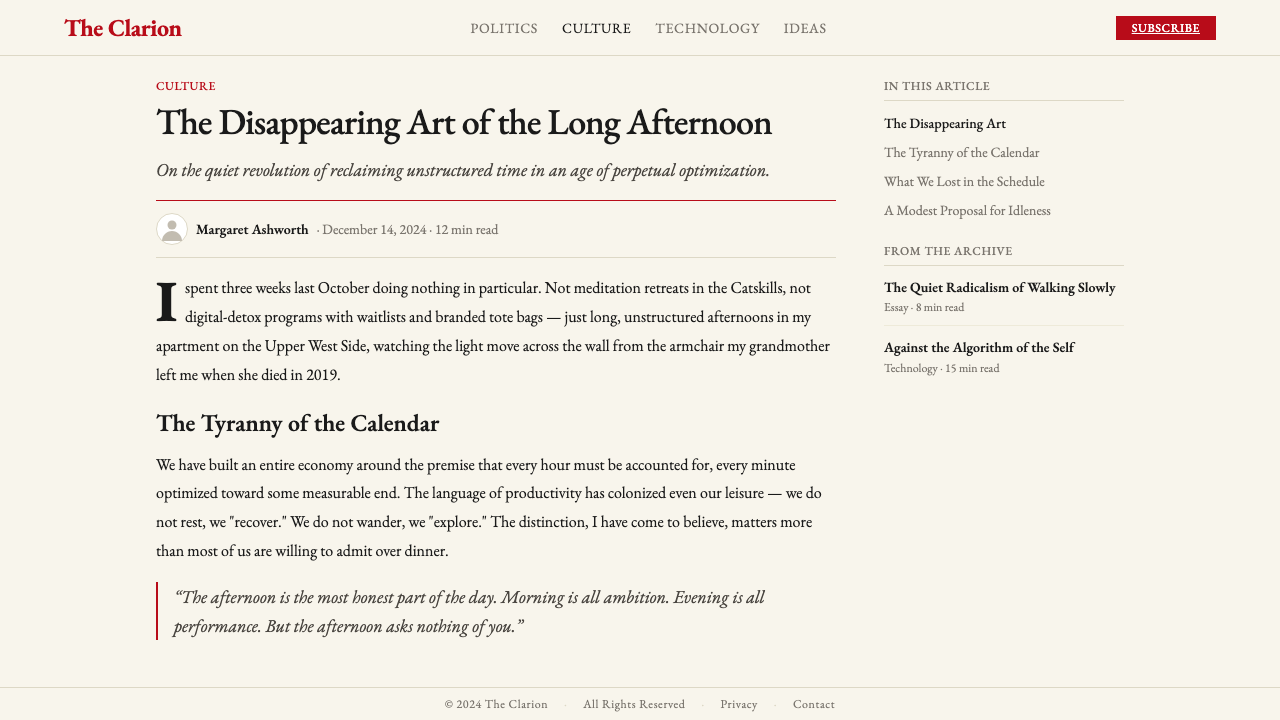 The New Yorker Classic design style applied to a Article page
