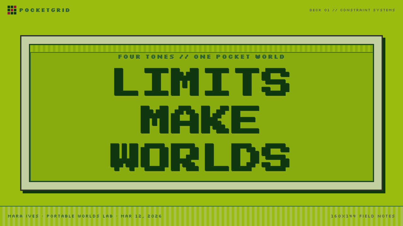 Nintendo Game Boy design style applied to a Slide · cover