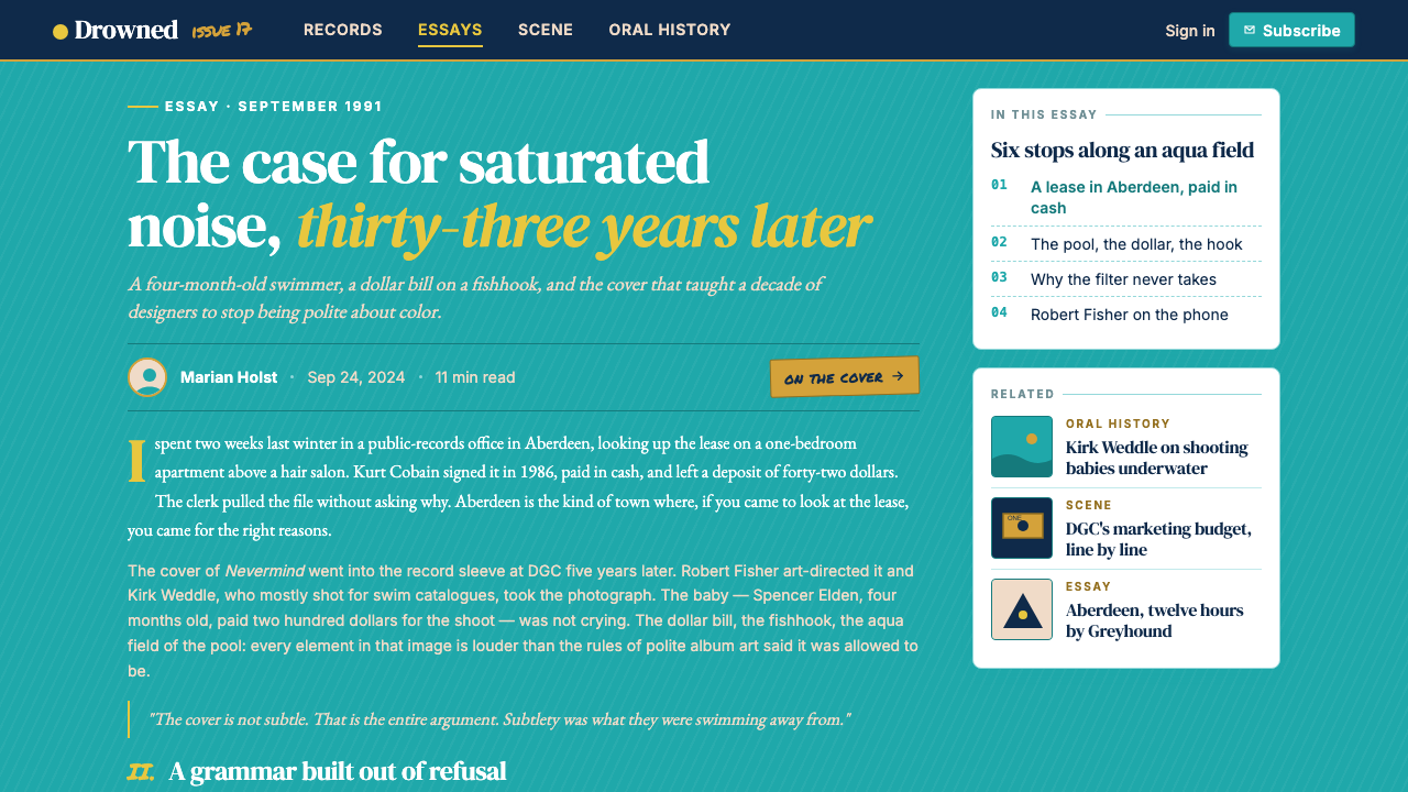 Nirvana — Nevermind design style applied to a Article page