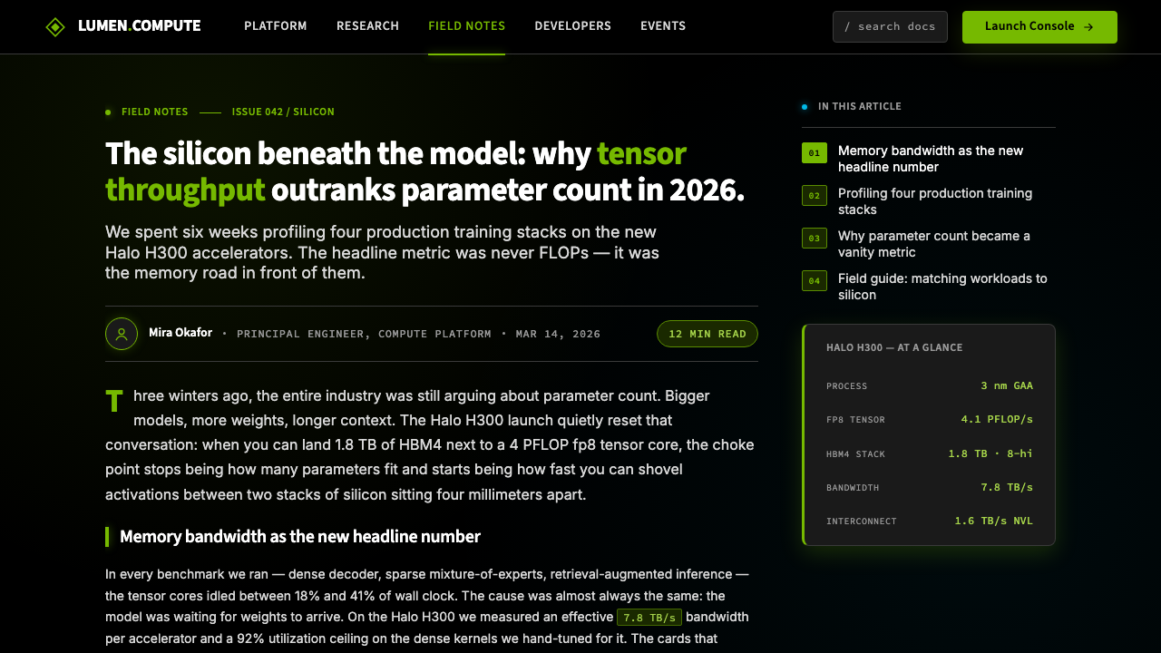 NVIDIA GPU Green-Black design style applied to a Article page