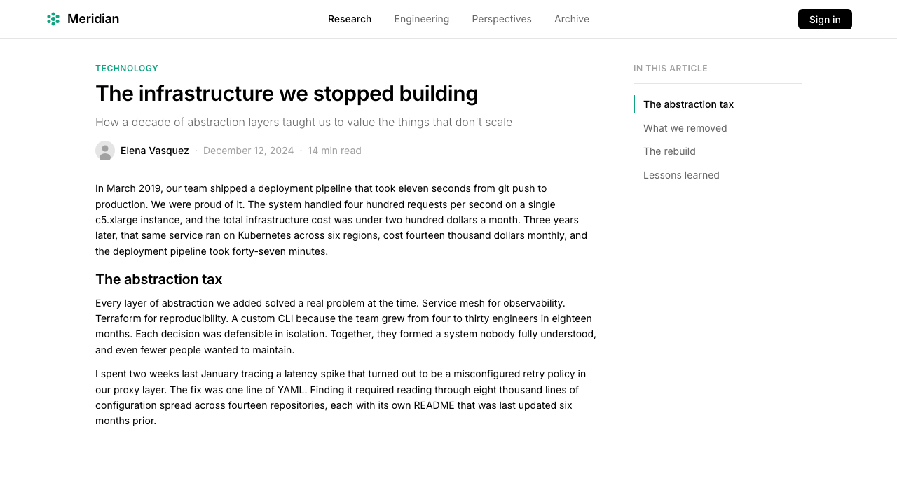 OpenAI 2024 design style applied to a Article page