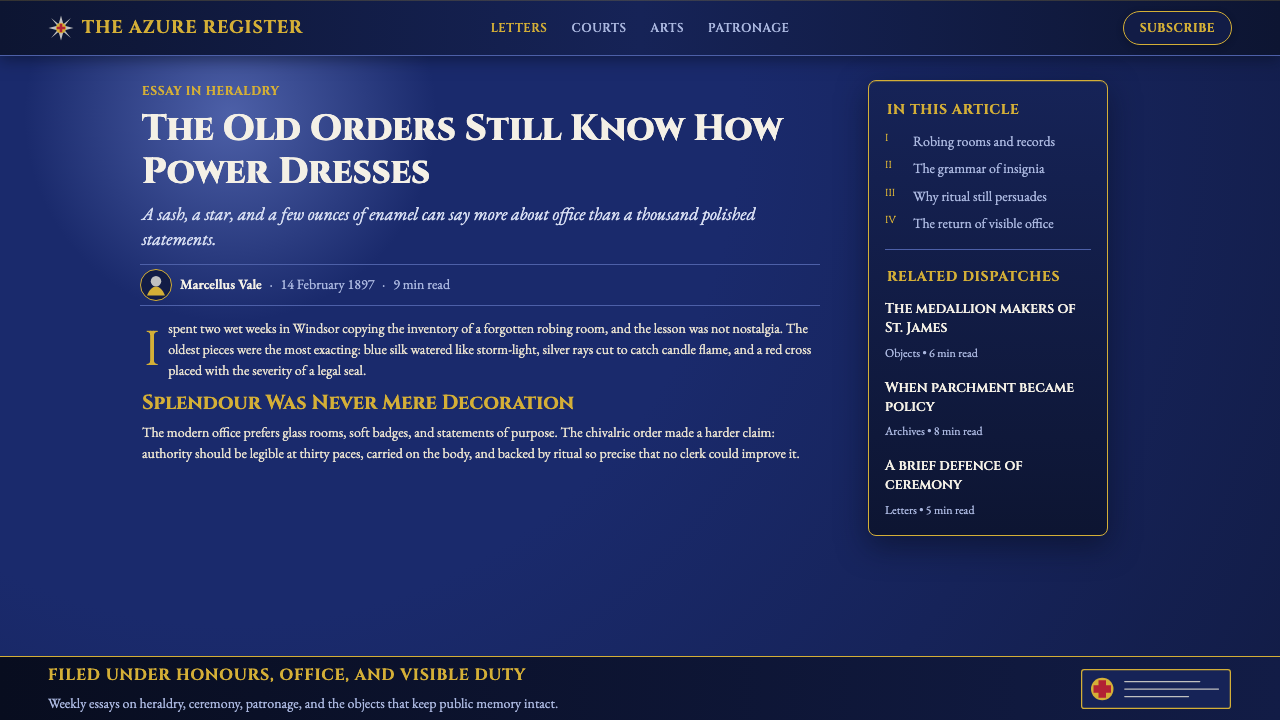 Order of Chivalry Star 设计风格用在文章页上