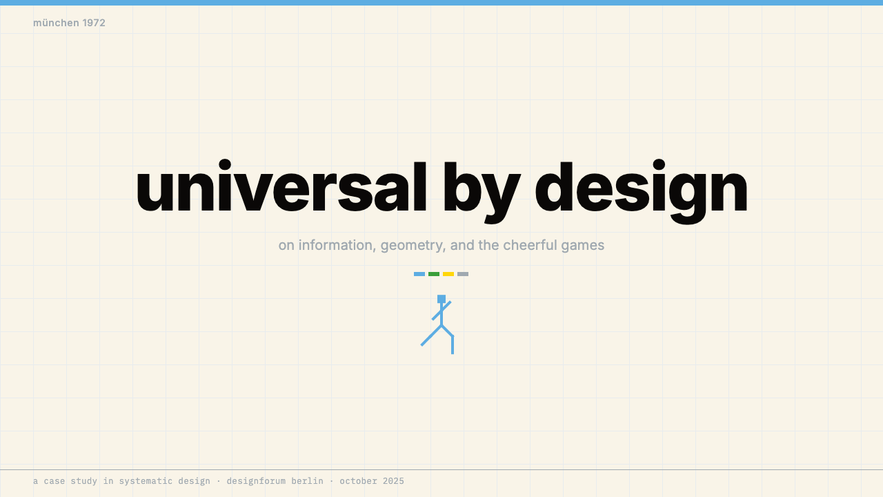 Otl Aicher Munich Olympics design style applied to a Slide · cover