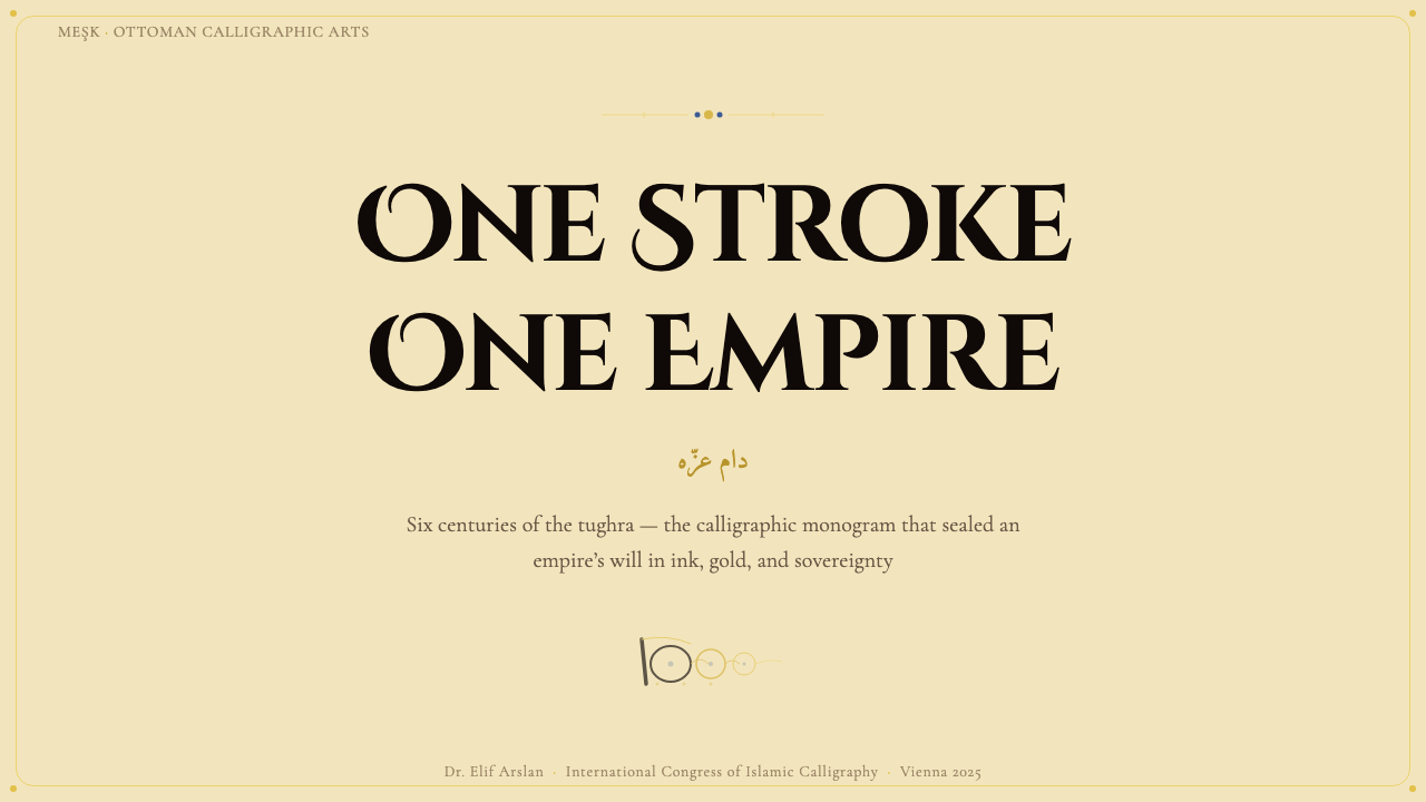 Ottoman Tughra Calligraphy design style applied to a Slide · cover