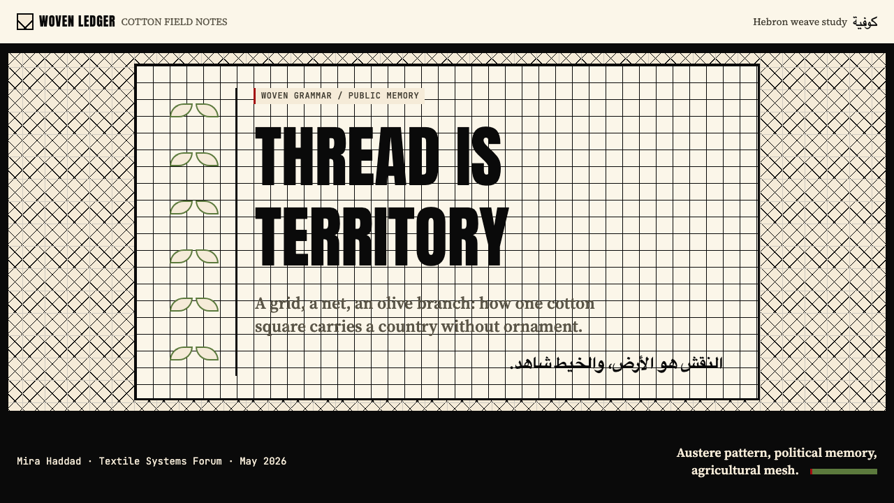 Palestinian Keffiyeh Grid design style applied to a Slide · cover