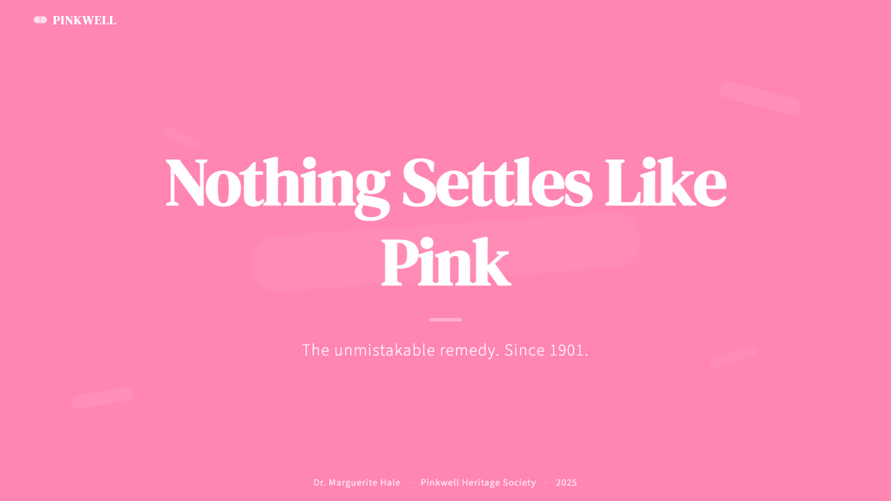 Pepto-Bismol Pink (1901) design style applied to a Slide · cover