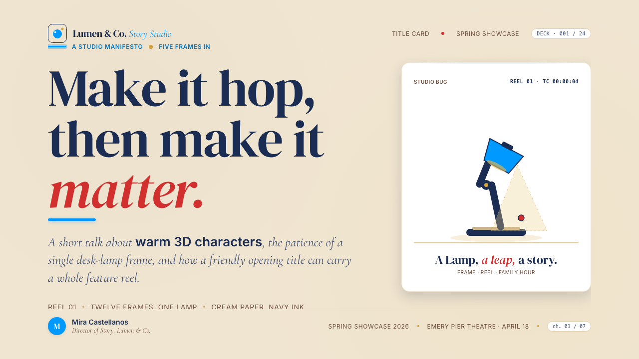Pixar Luxo design style applied to a Slide · cover