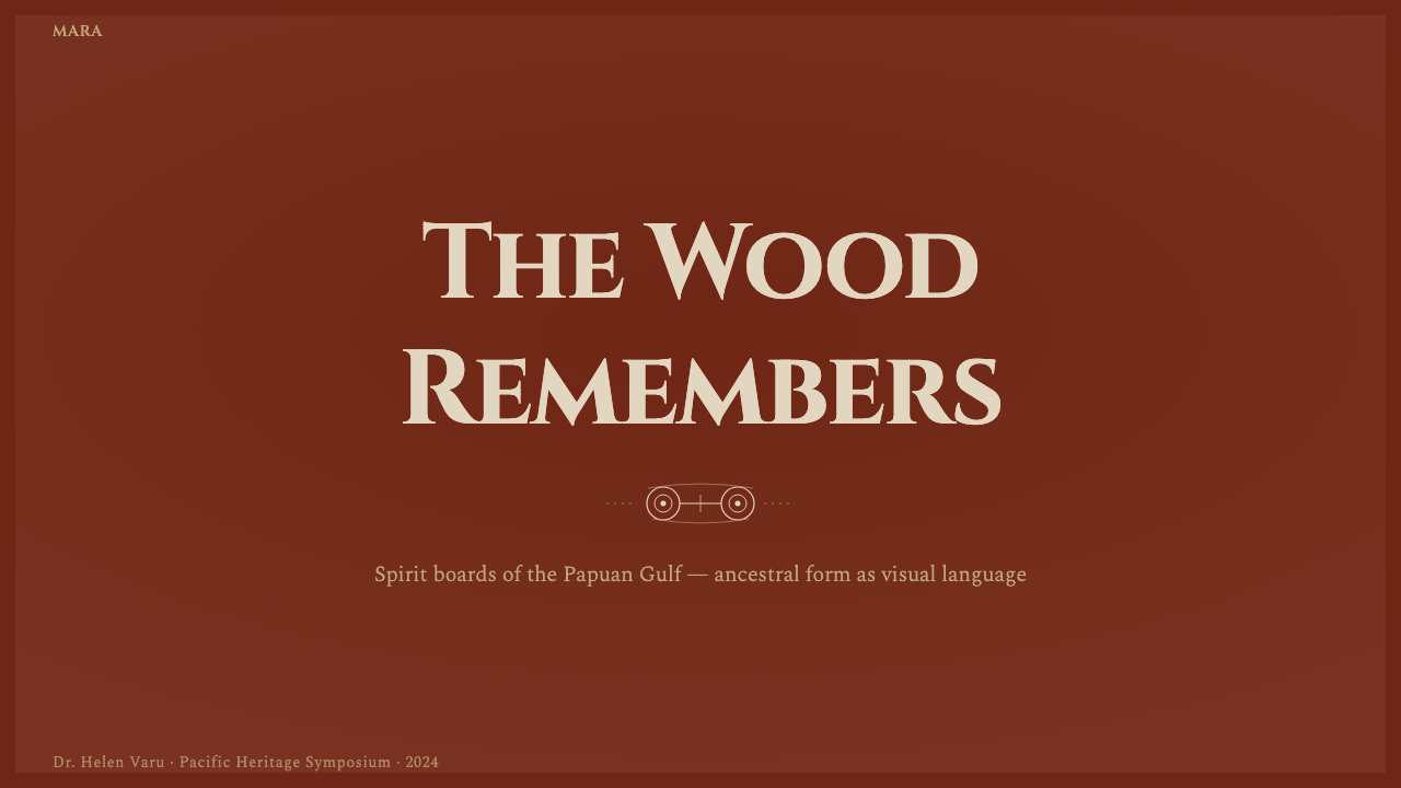 Sepik Spirit Board design style applied to a Slide · cover