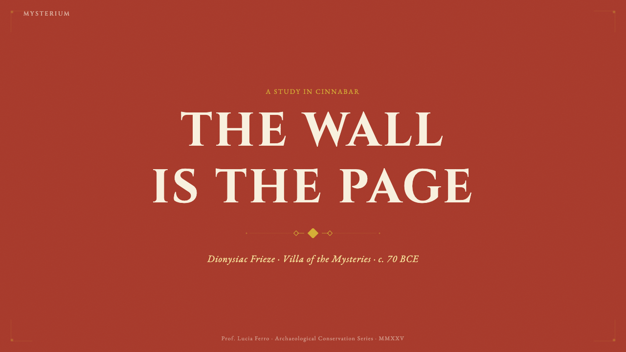 Pompeii Fresco Villa of Mysteries design style applied to a Slide · cover