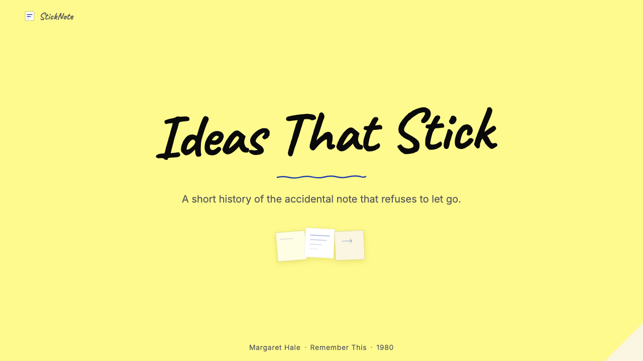 Post-it Canary Yellow (1980) design style applied to a Slide · cover