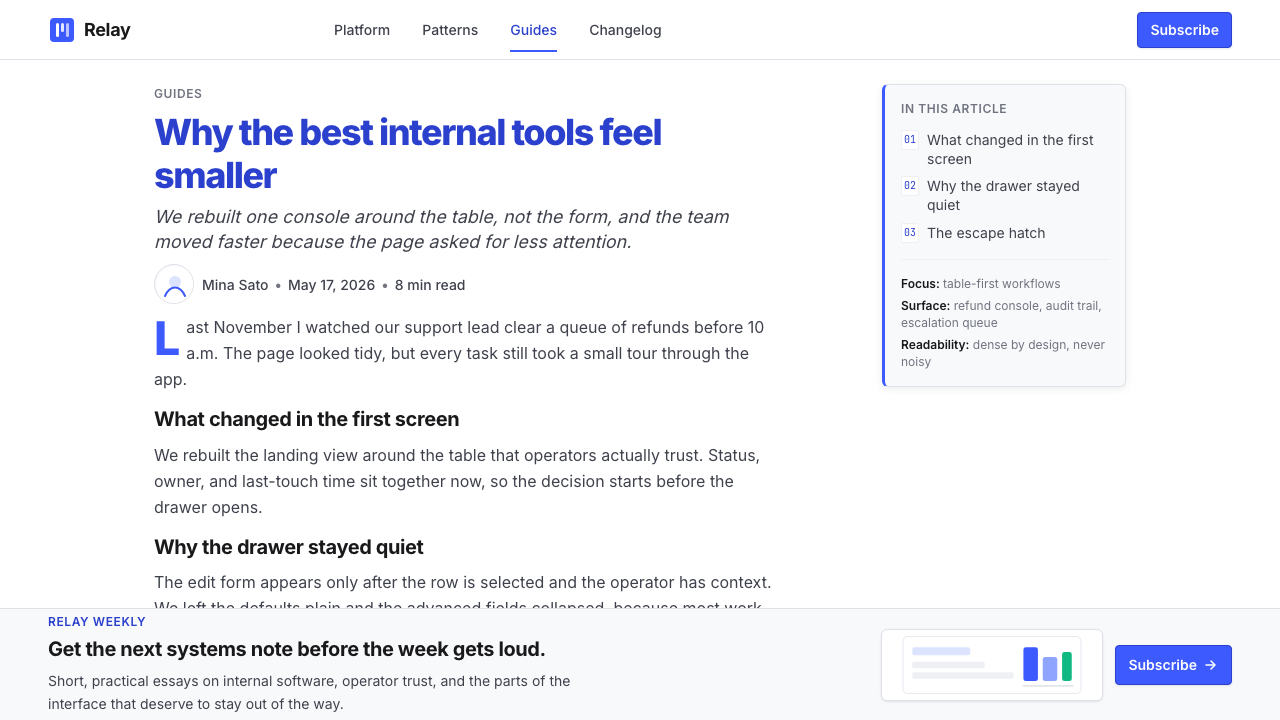 Retool Internal-Tools Red design style applied to a Article page