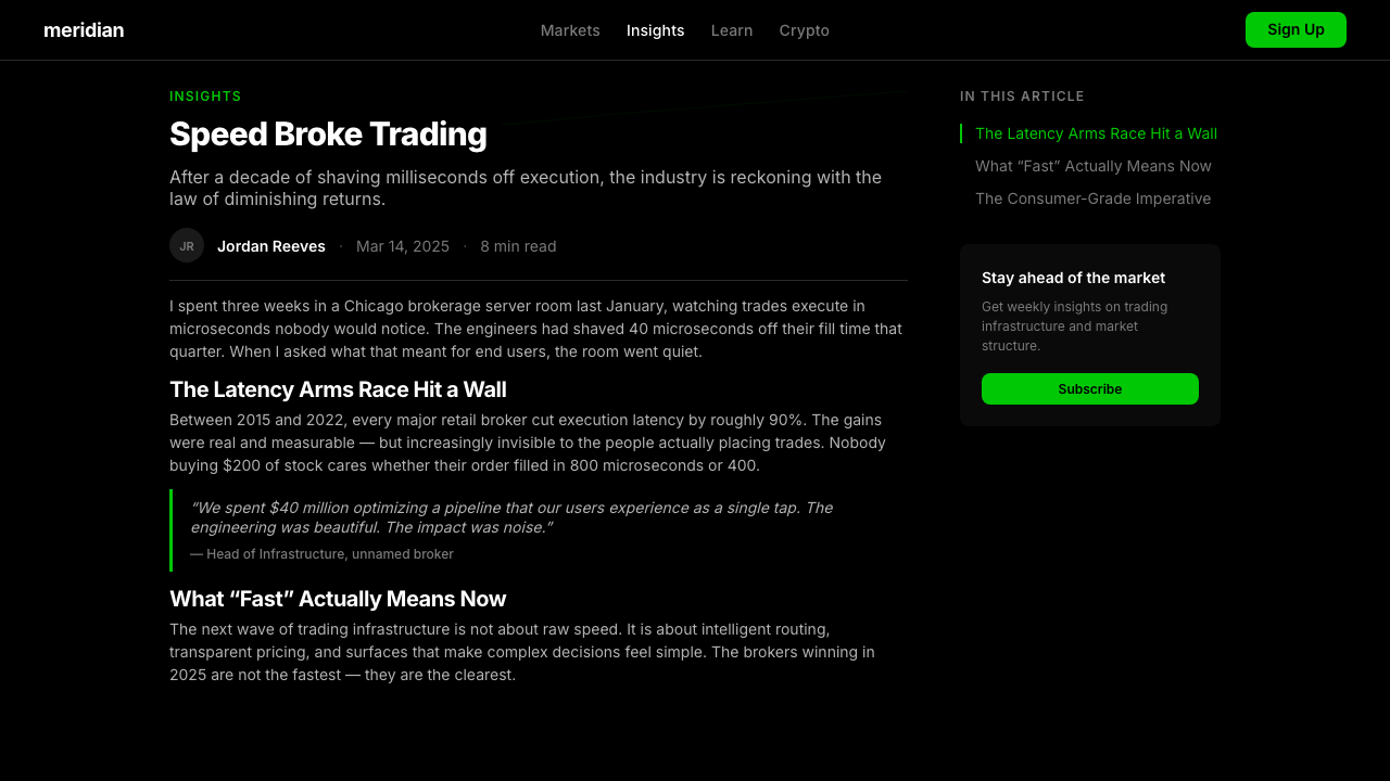 Robinhood 2023 design style applied to a Article page