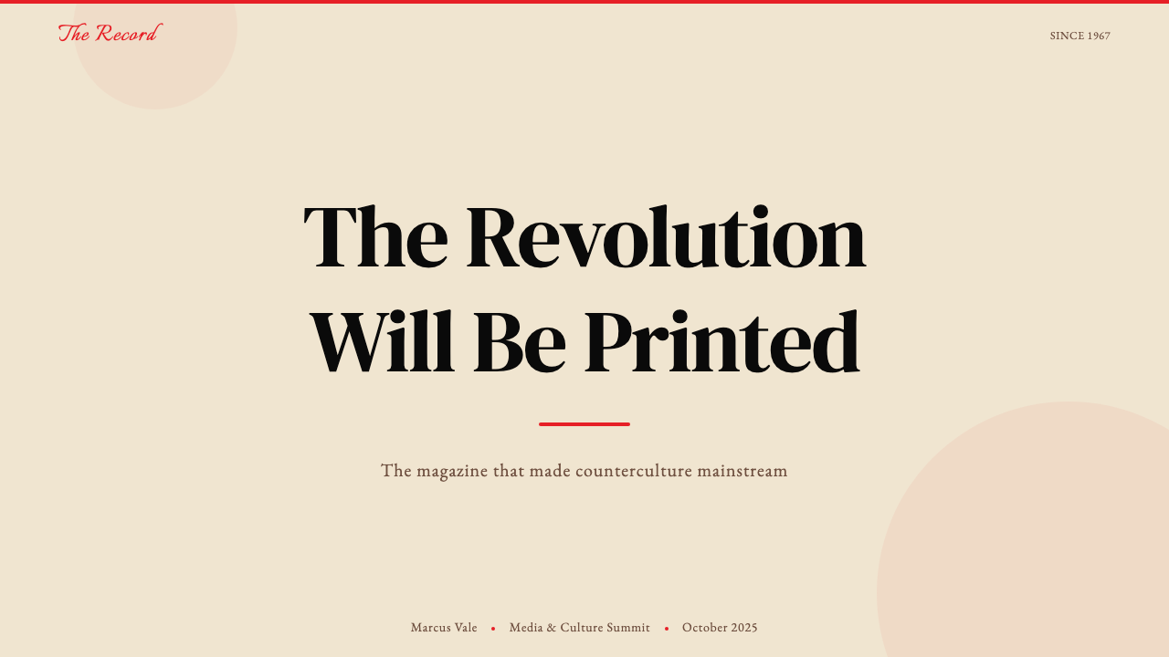 Rolling Stone Magazine design style applied to a Slide · cover