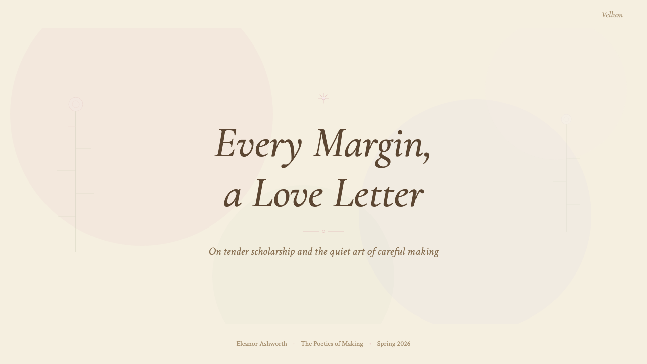 Romantic Academia design style applied to a Slide · cover