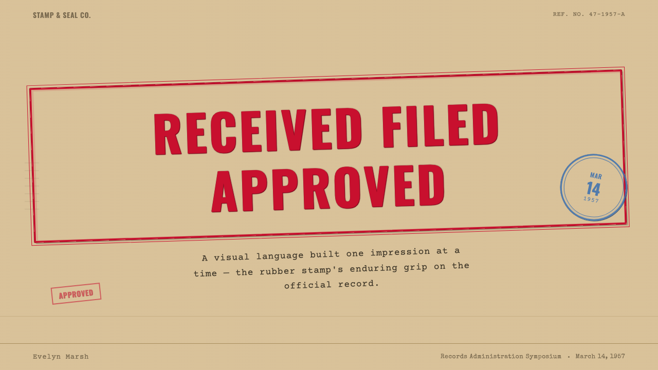 Office Rubber Stamps design style applied to a Slide · cover
