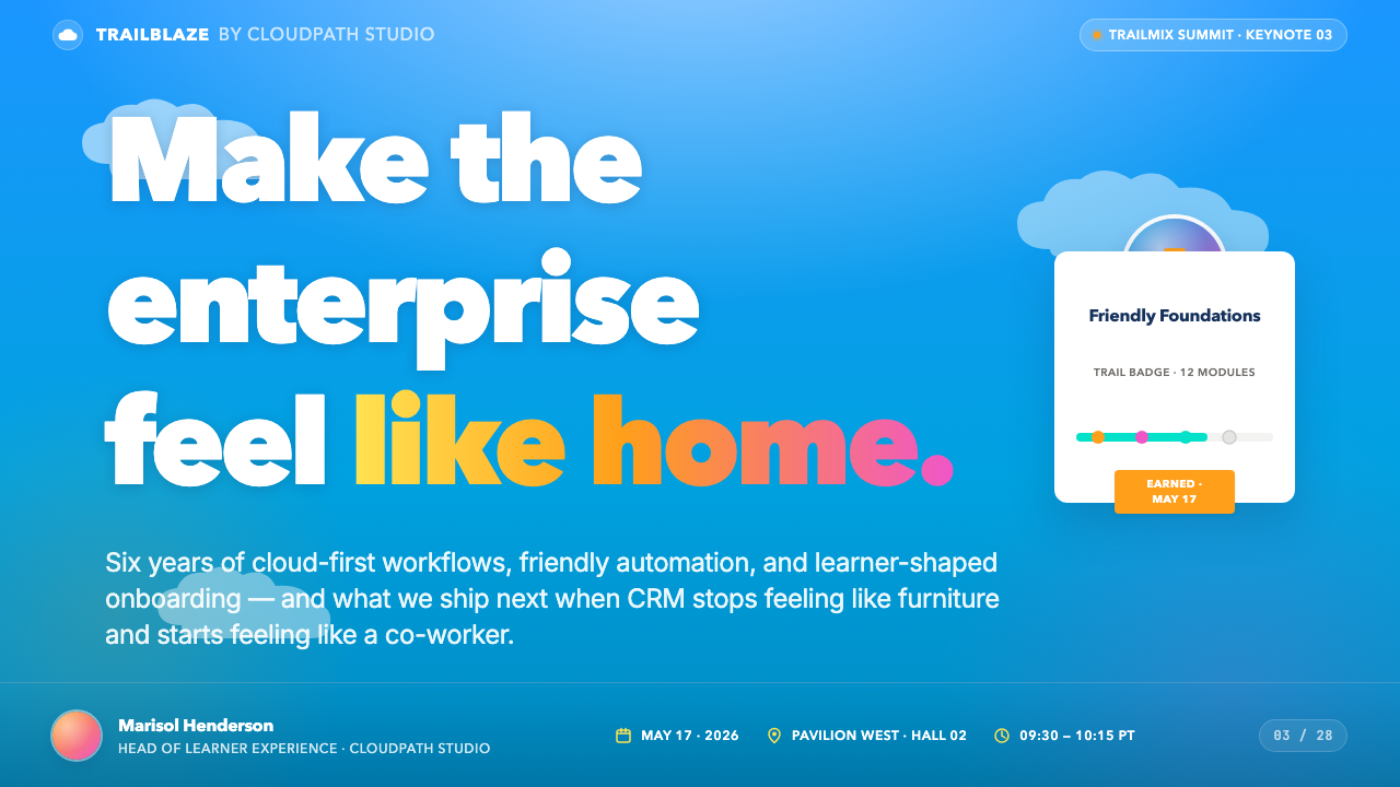 Salesforce Trailhead design style applied to a Slide · cover