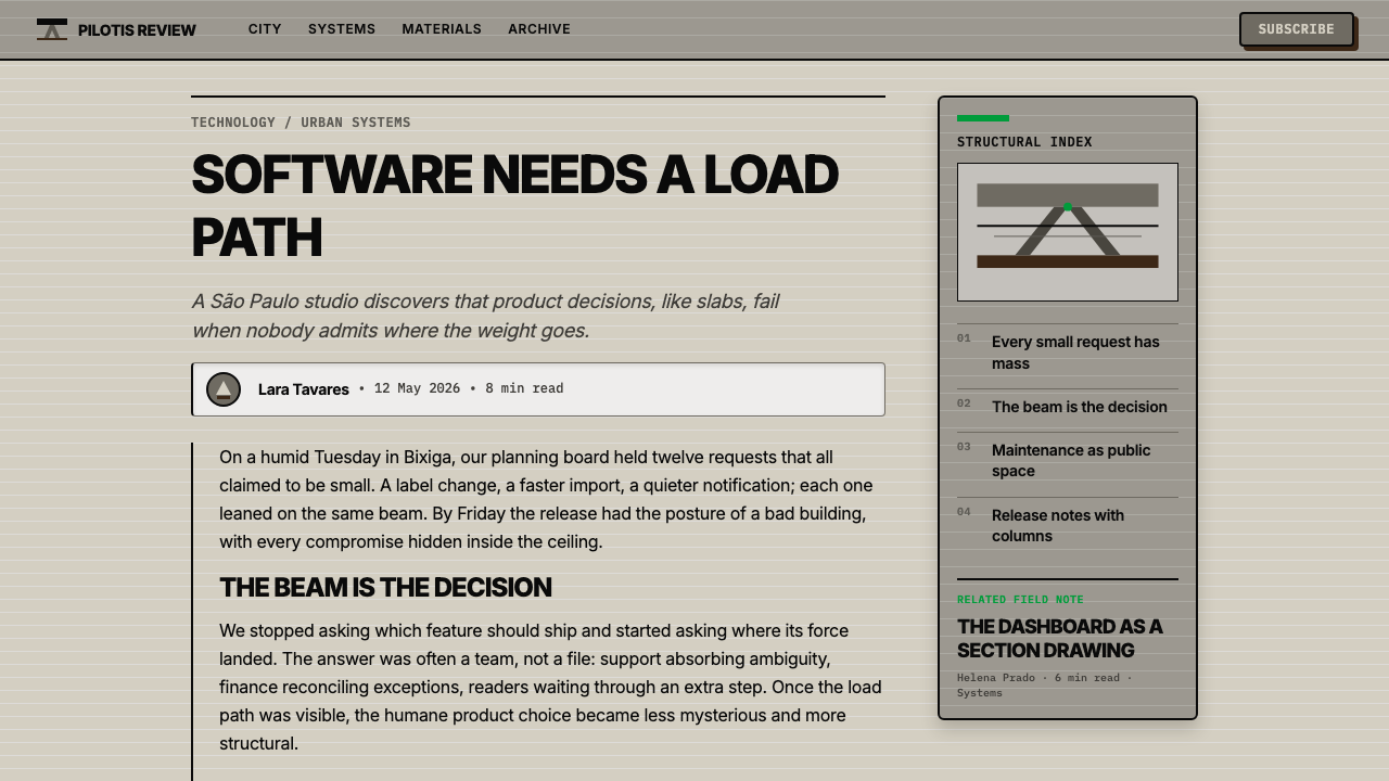 Paulista Brutalism design style applied to a Article page