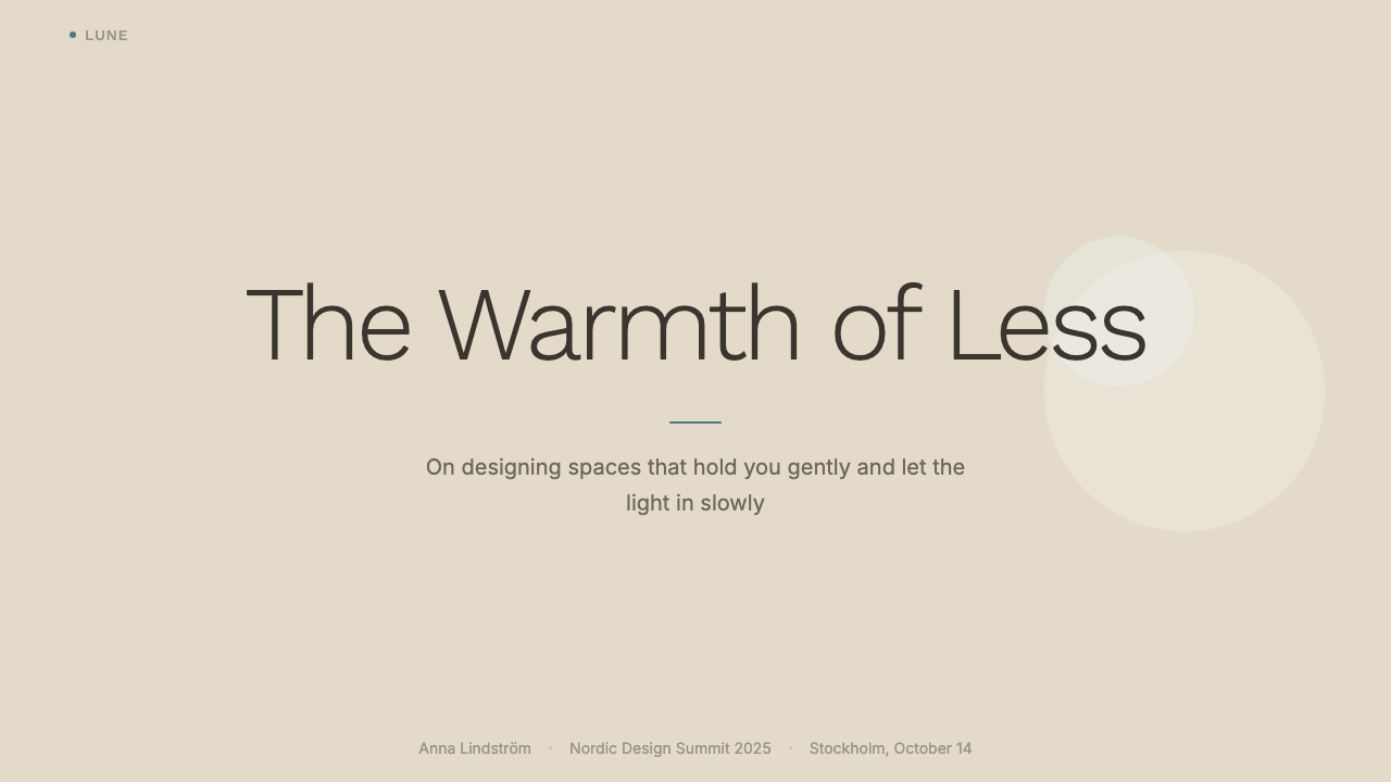 Scandinavian Hygge design style applied to a Slide · cover